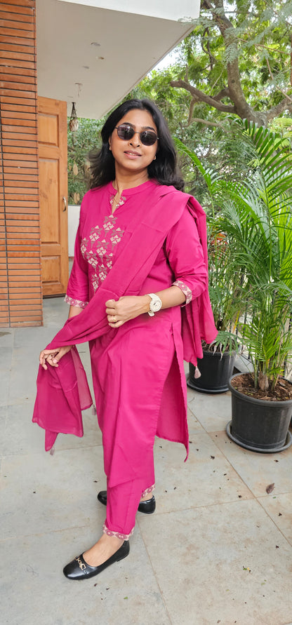 PINK - PURE COTTON KURTA SET
