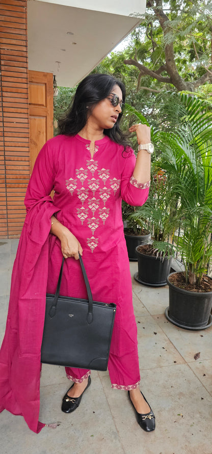 PINK - PURE COTTON KURTA SET