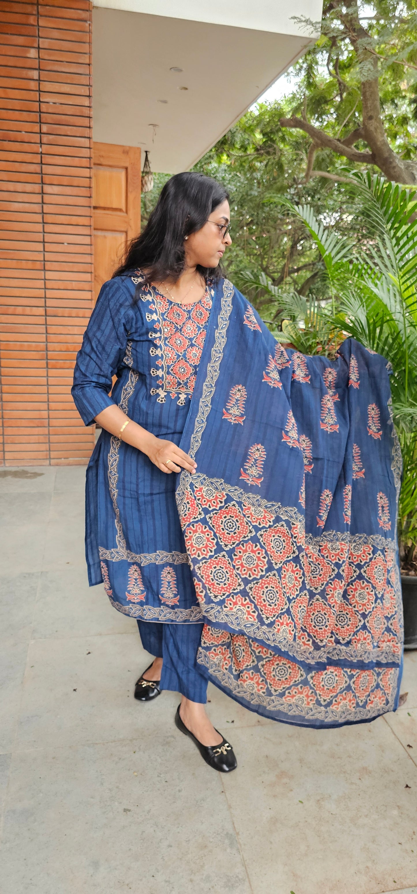 BLUE - PURE COTTON KURTA SET