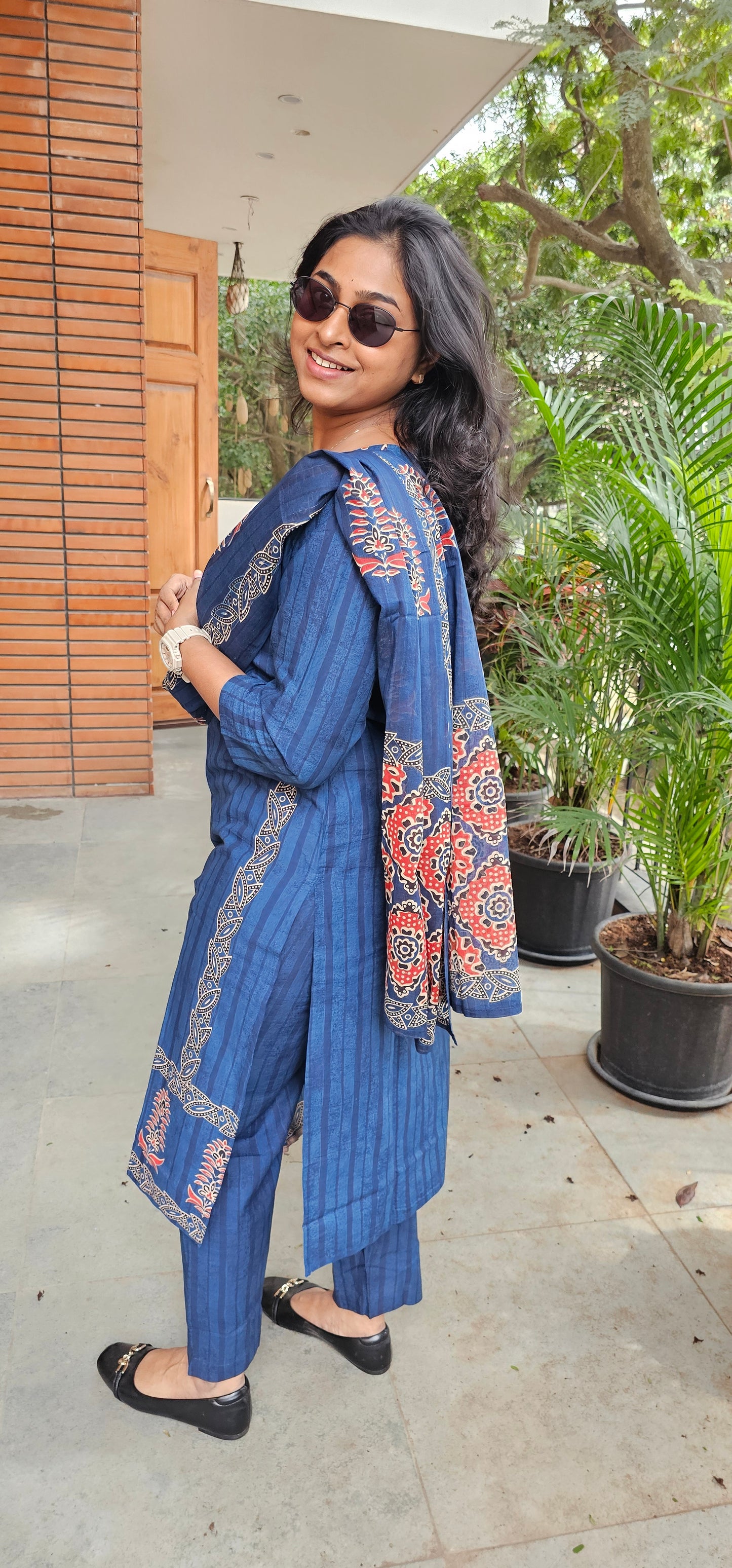 BLUE - PURE COTTON KURTA SET