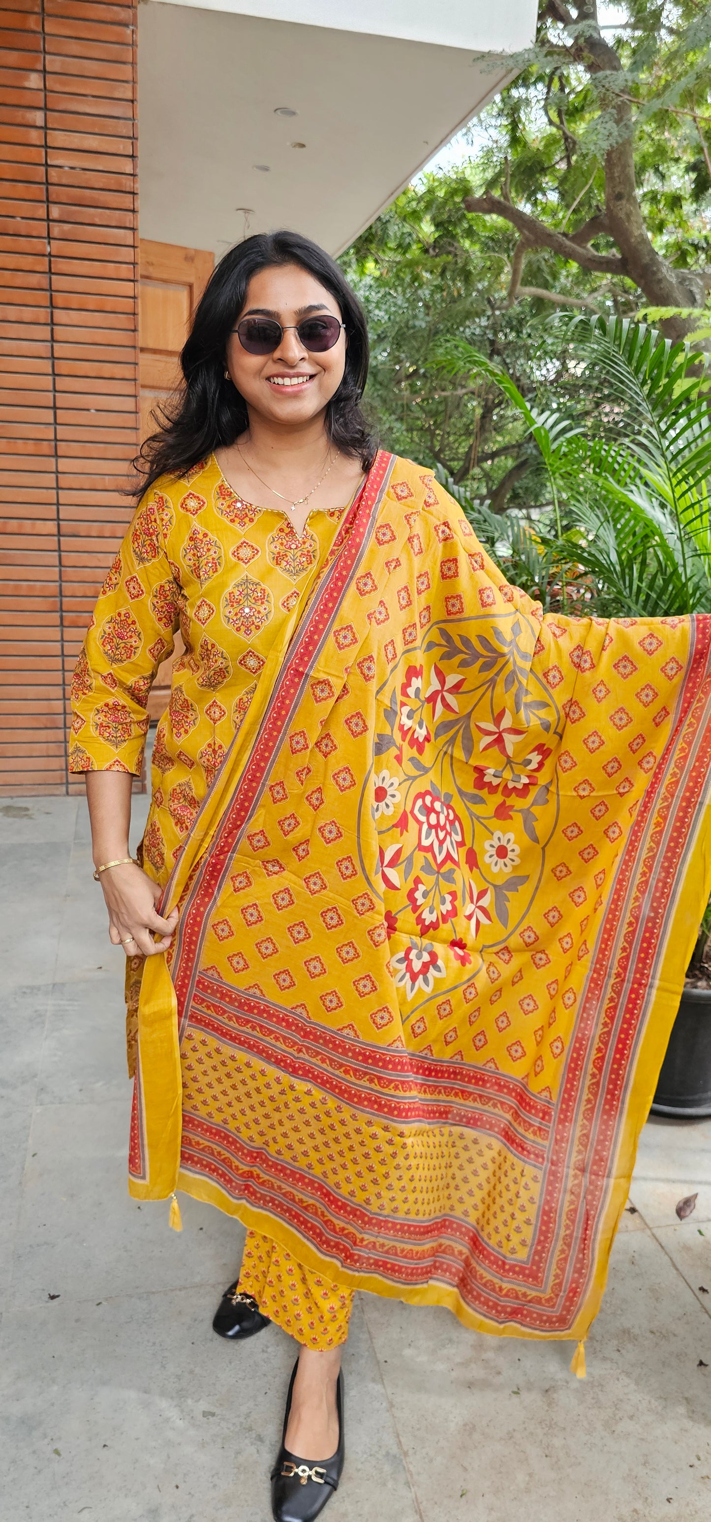 YELLOW - PURE COTTON KURTA SET
