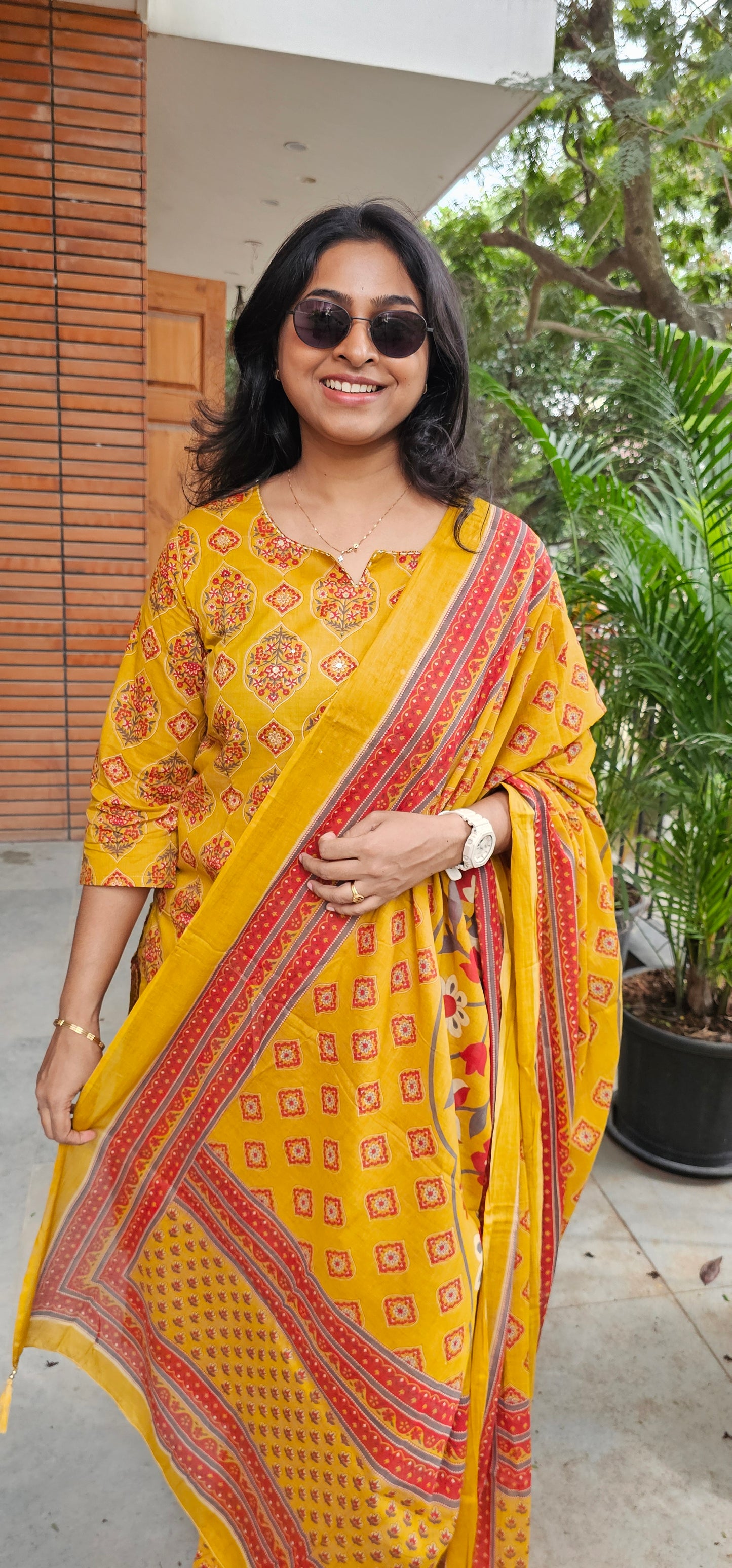 YELLOW - PURE COTTON KURTA SET