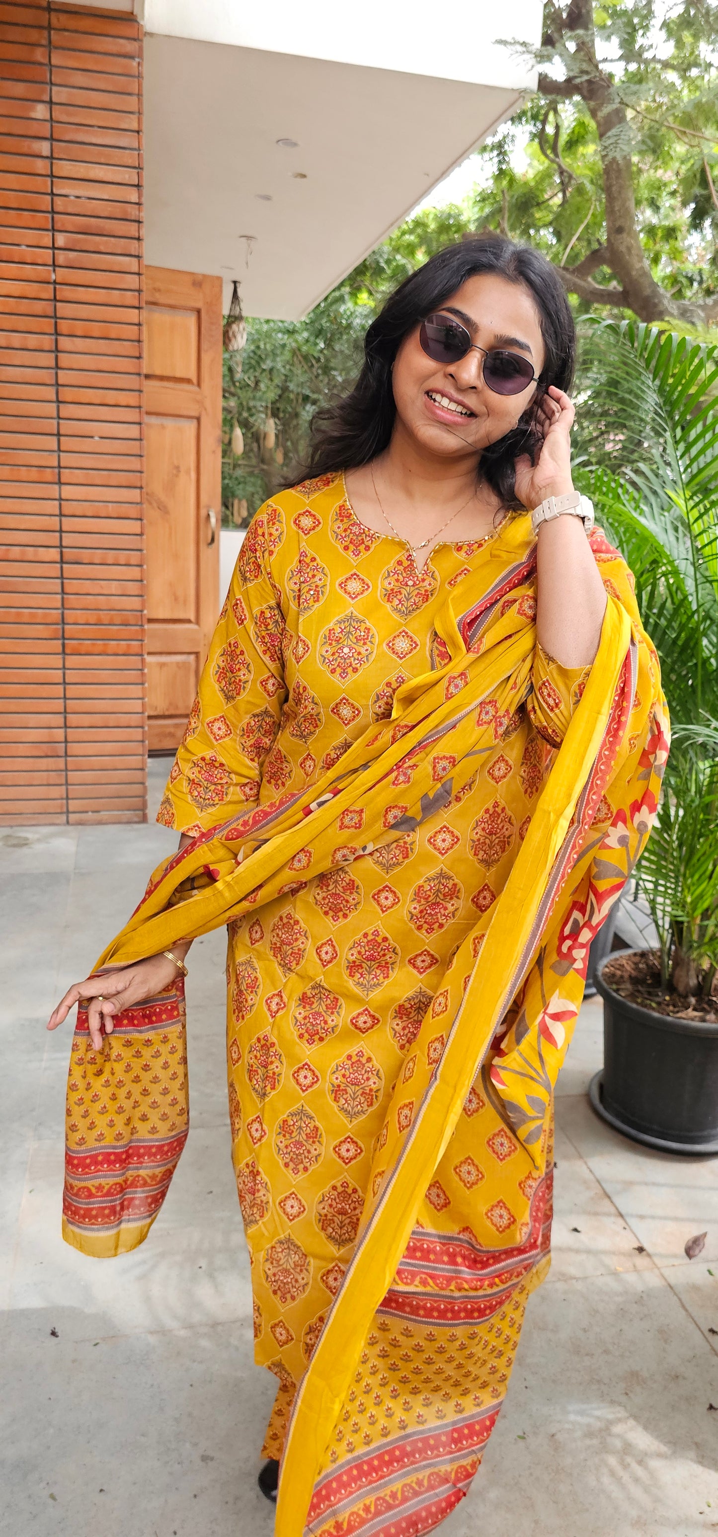 YELLOW - PURE COTTON KURTA SET