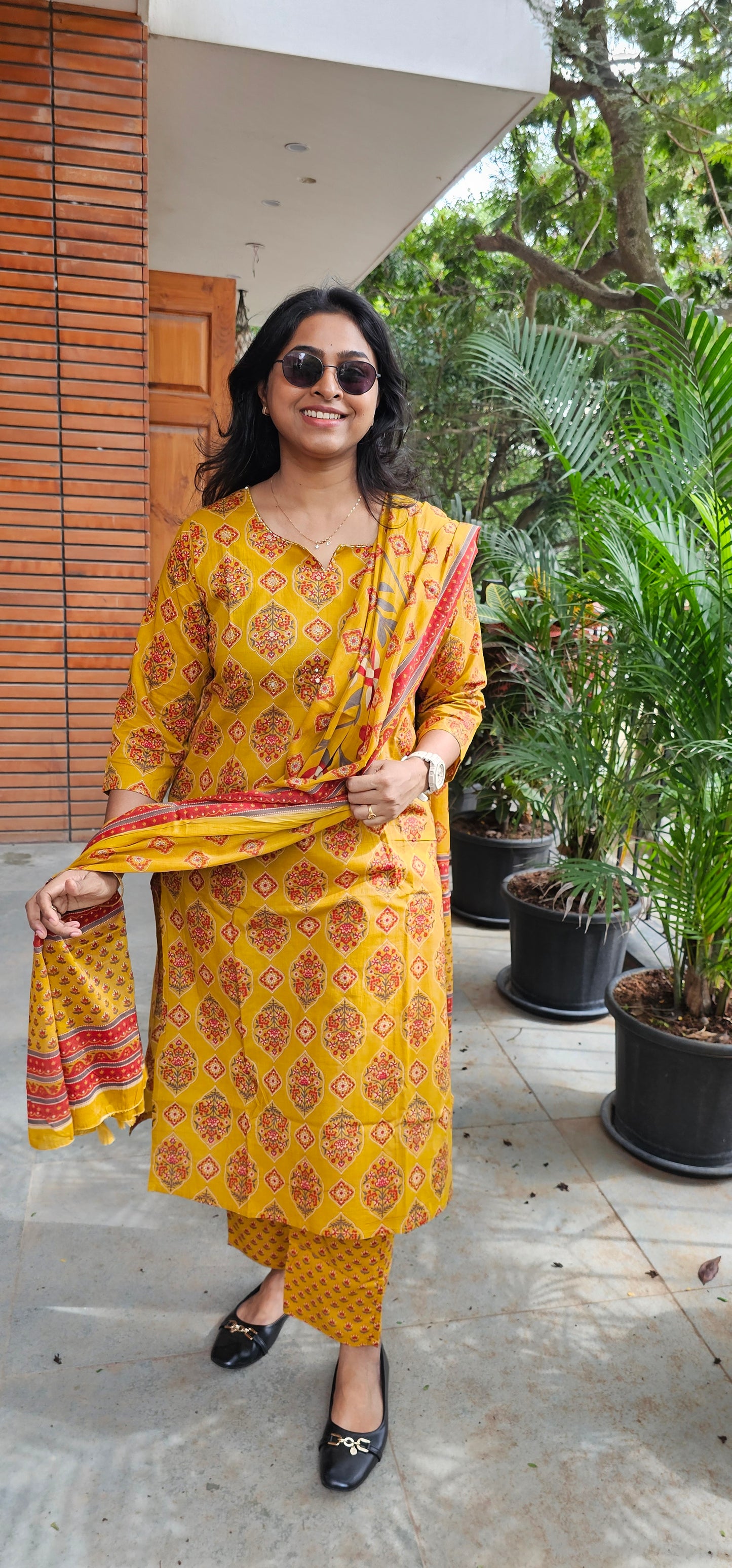 YELLOW - PURE COTTON KURTA SET