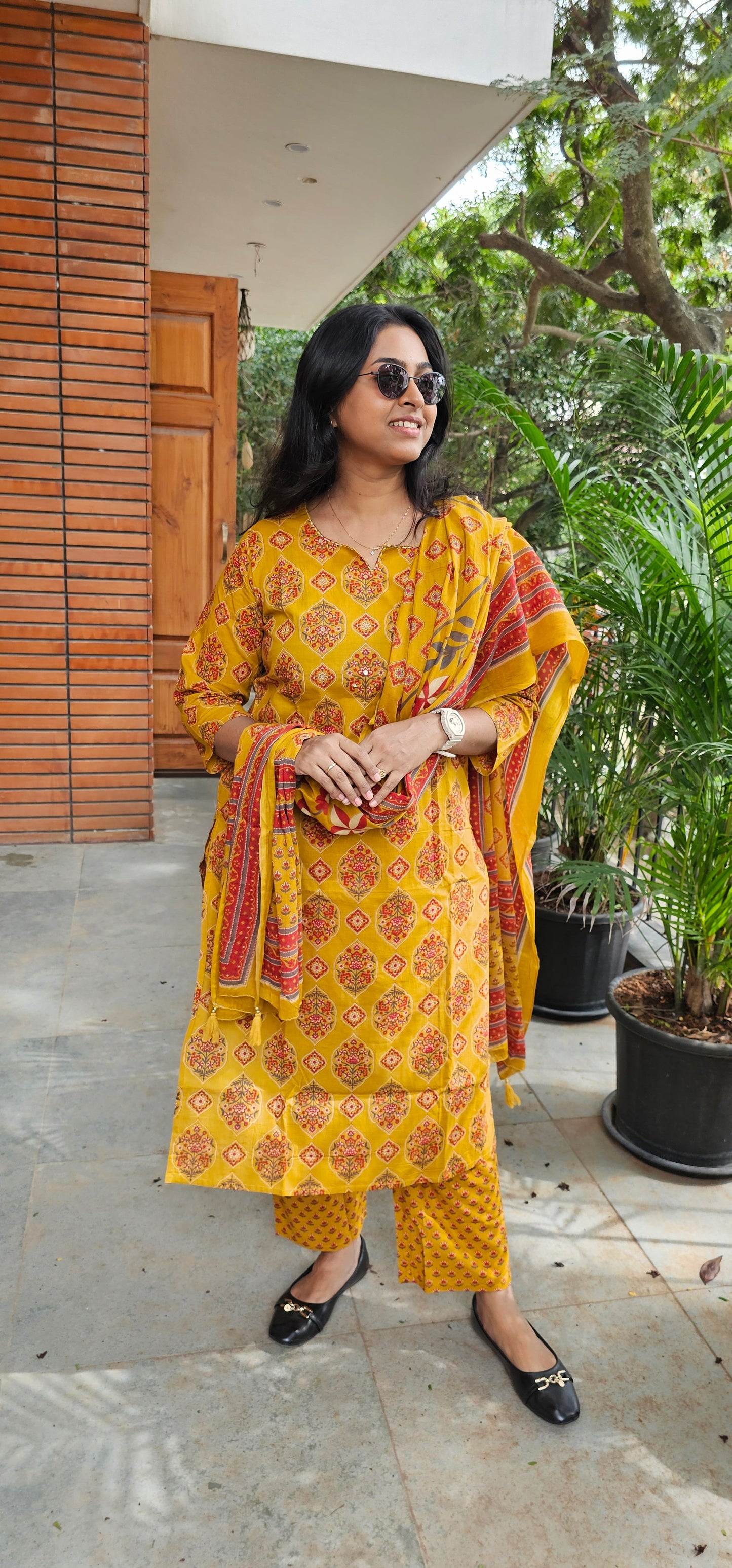 YELLOW - PURE COTTON KURTA SET