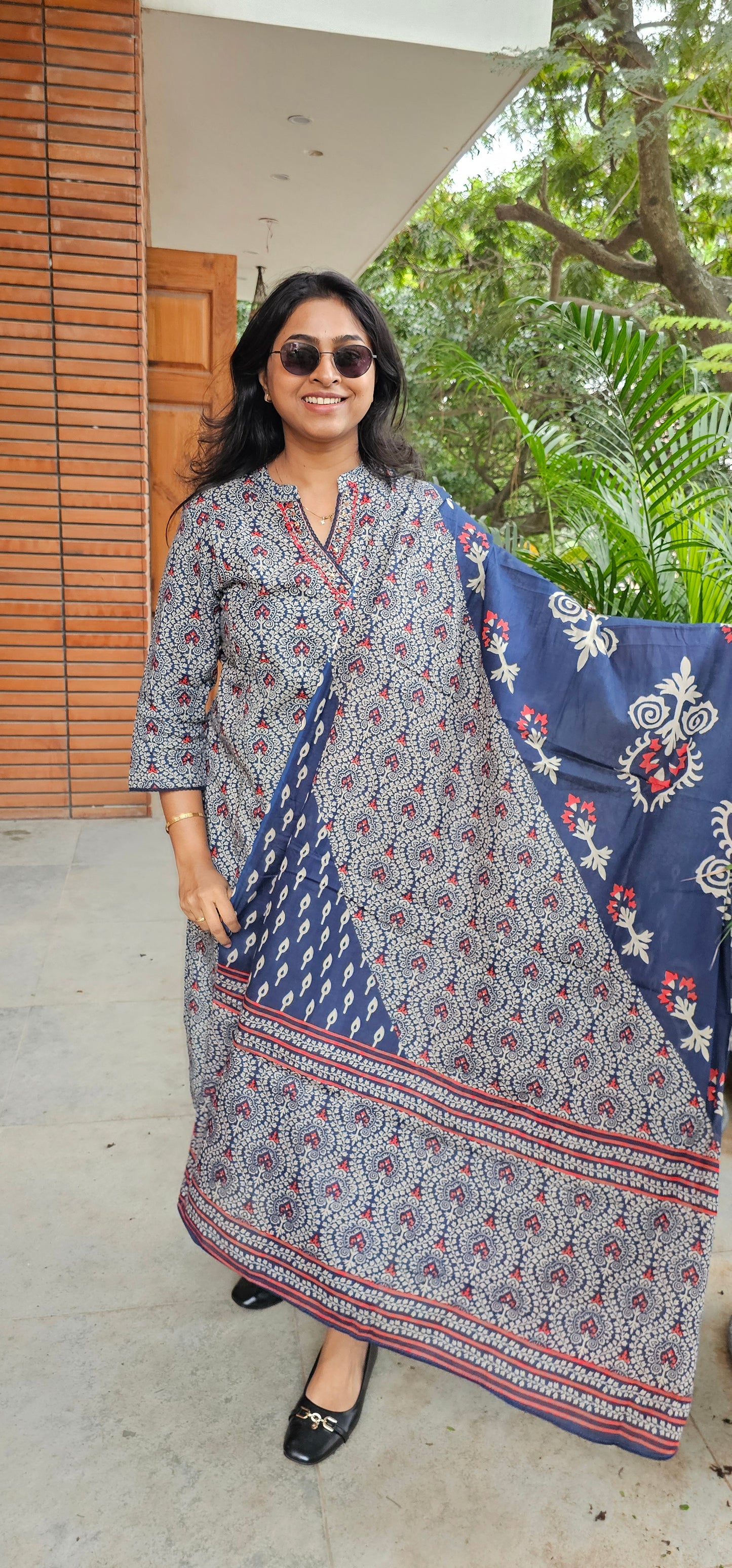BLUE - PURE COTTON KURTA SET