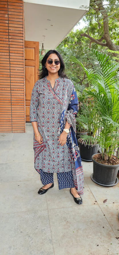 BLUE - PURE COTTON KURTA SET