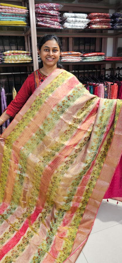 MULTI COLOUR TISSUE ORGANZA SAREE