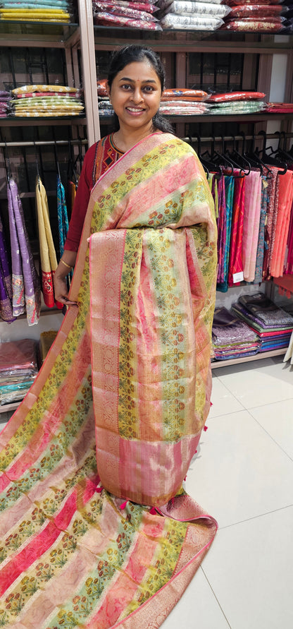 MULTI COLOUR TISSUE ORGANZA SAREE