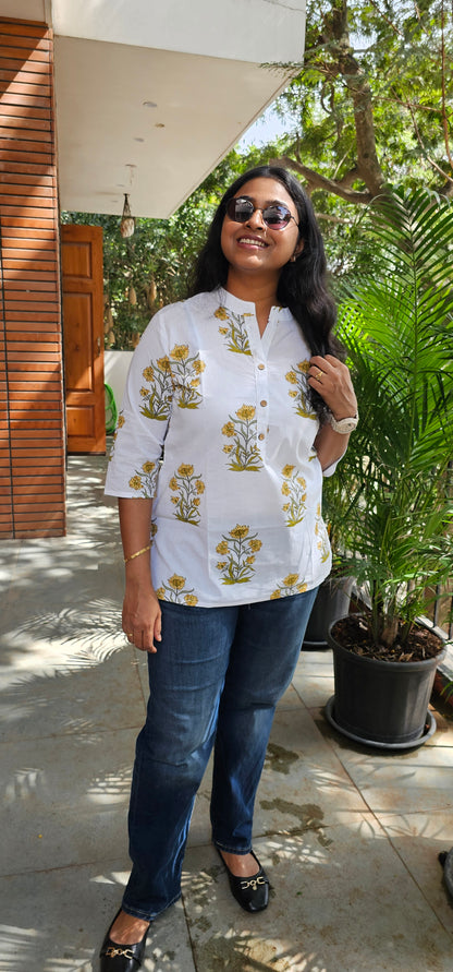 BROWN - PURE COTTON SHORT KURTA