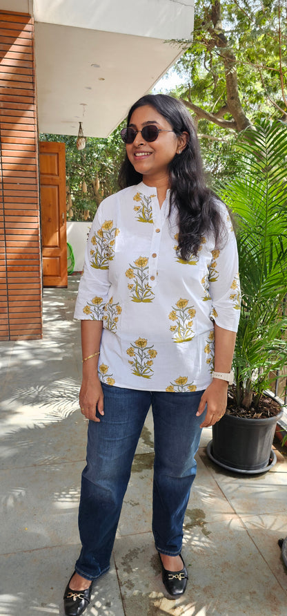 BROWN - PURE COTTON SHORT KURTA