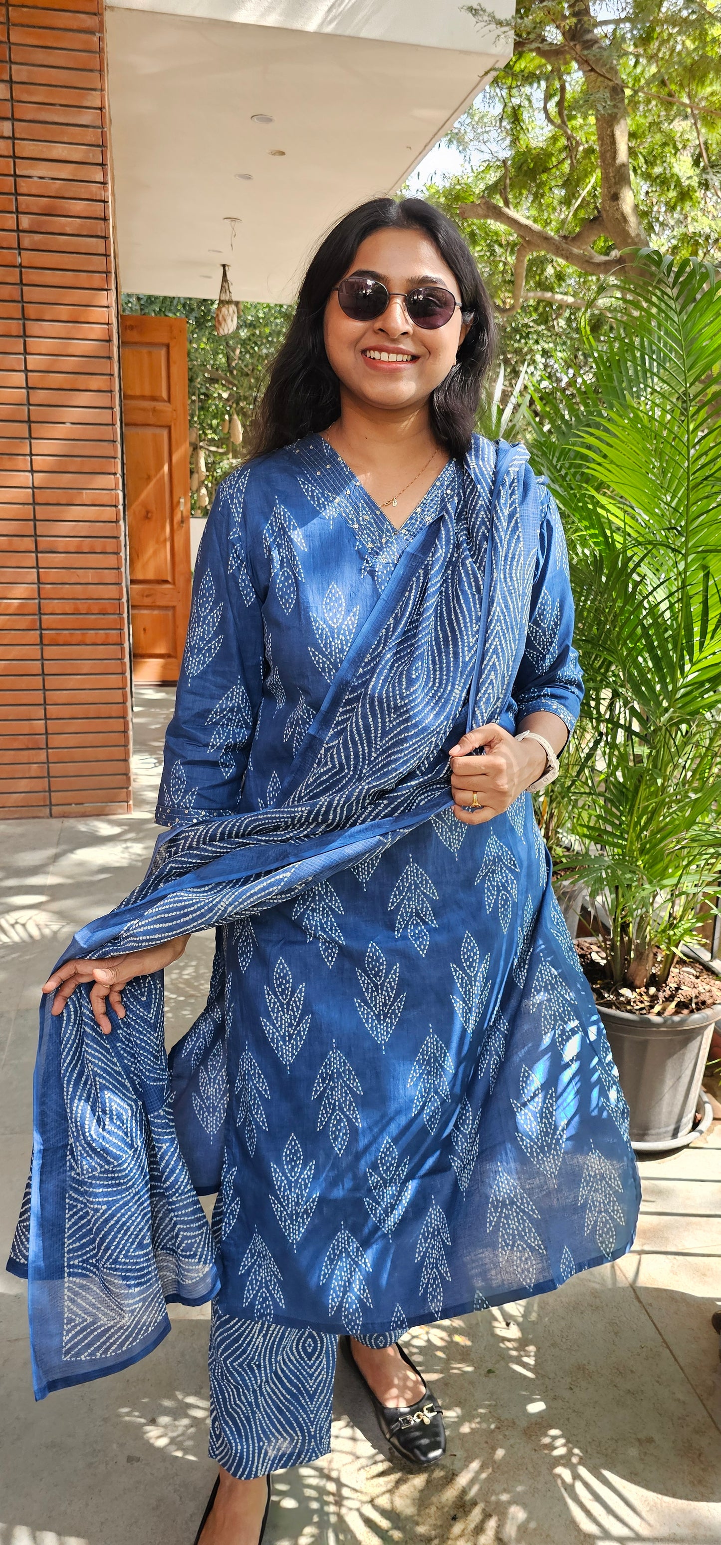 BLUE - PURE COTTON KURTA SET