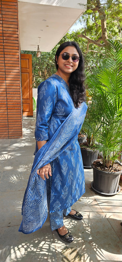 BLUE - PURE COTTON KURTA SET