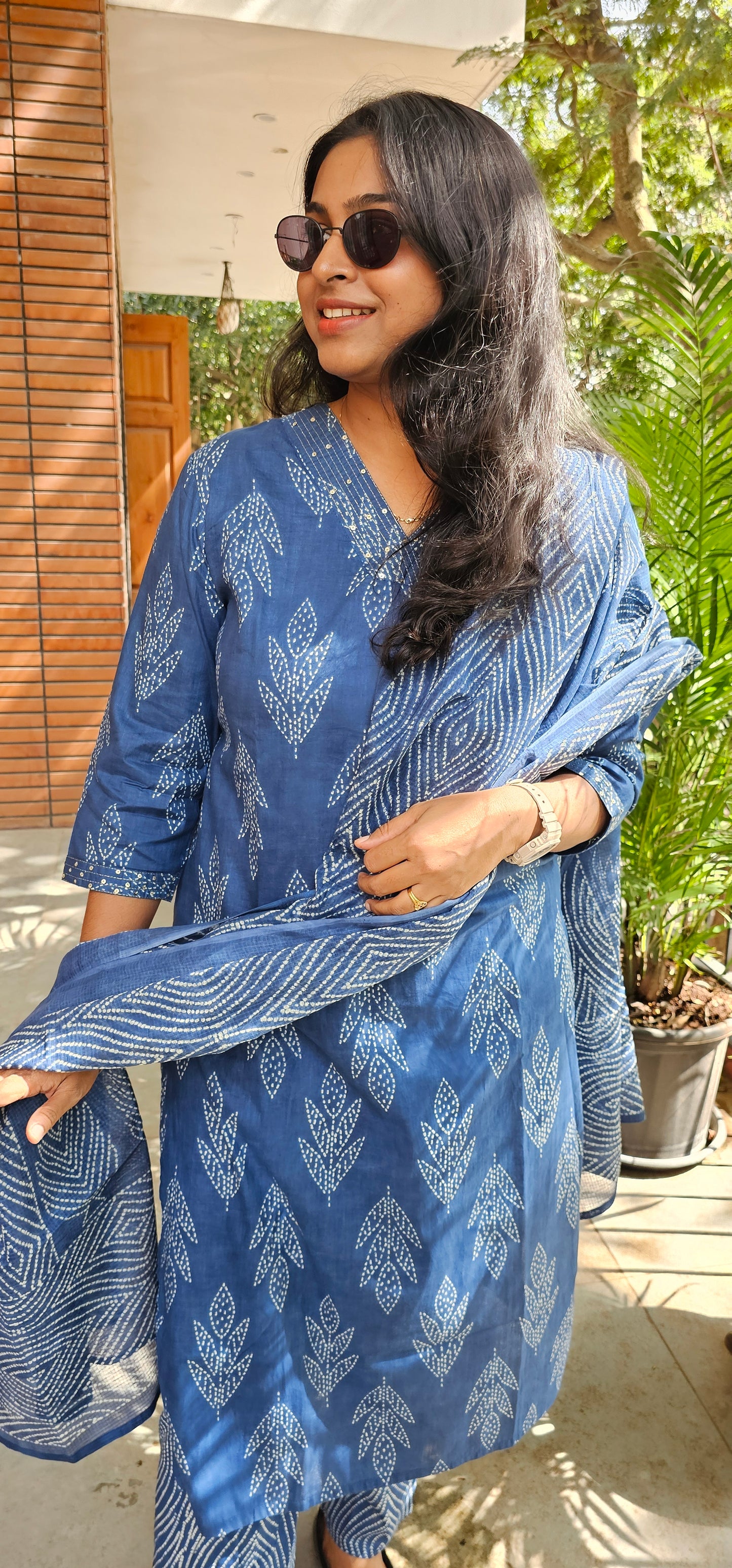 BLUE - PURE COTTON KURTA SET