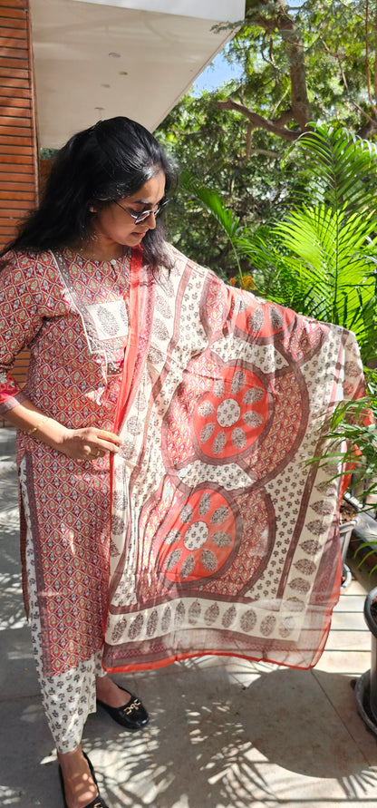 MULTICOLOUR - PRINTED PURE COTTON KURTA SET