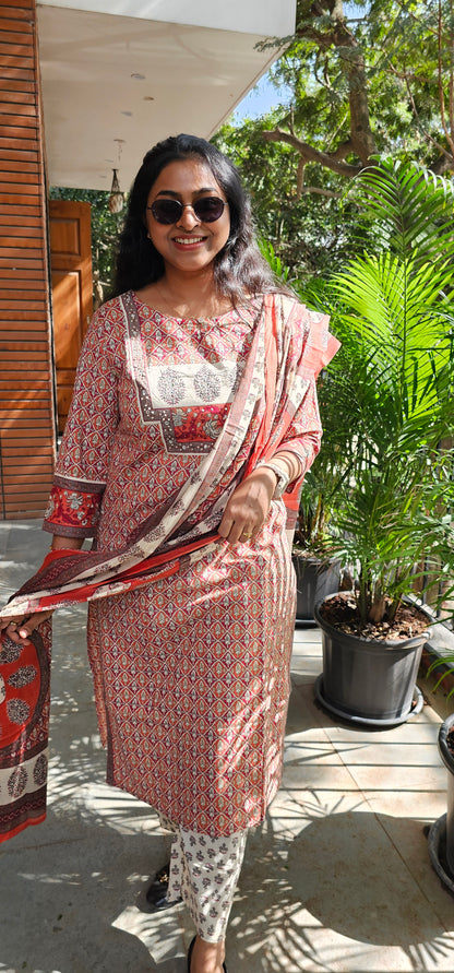 MULTICOLOUR - PRINTED PURE COTTON KURTA SET