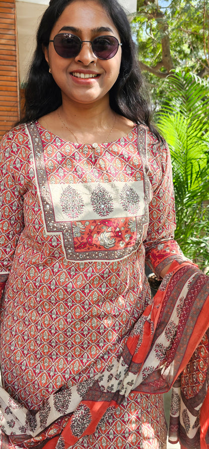 MULTICOLOUR - PRINTED PURE COTTON KURTA SET