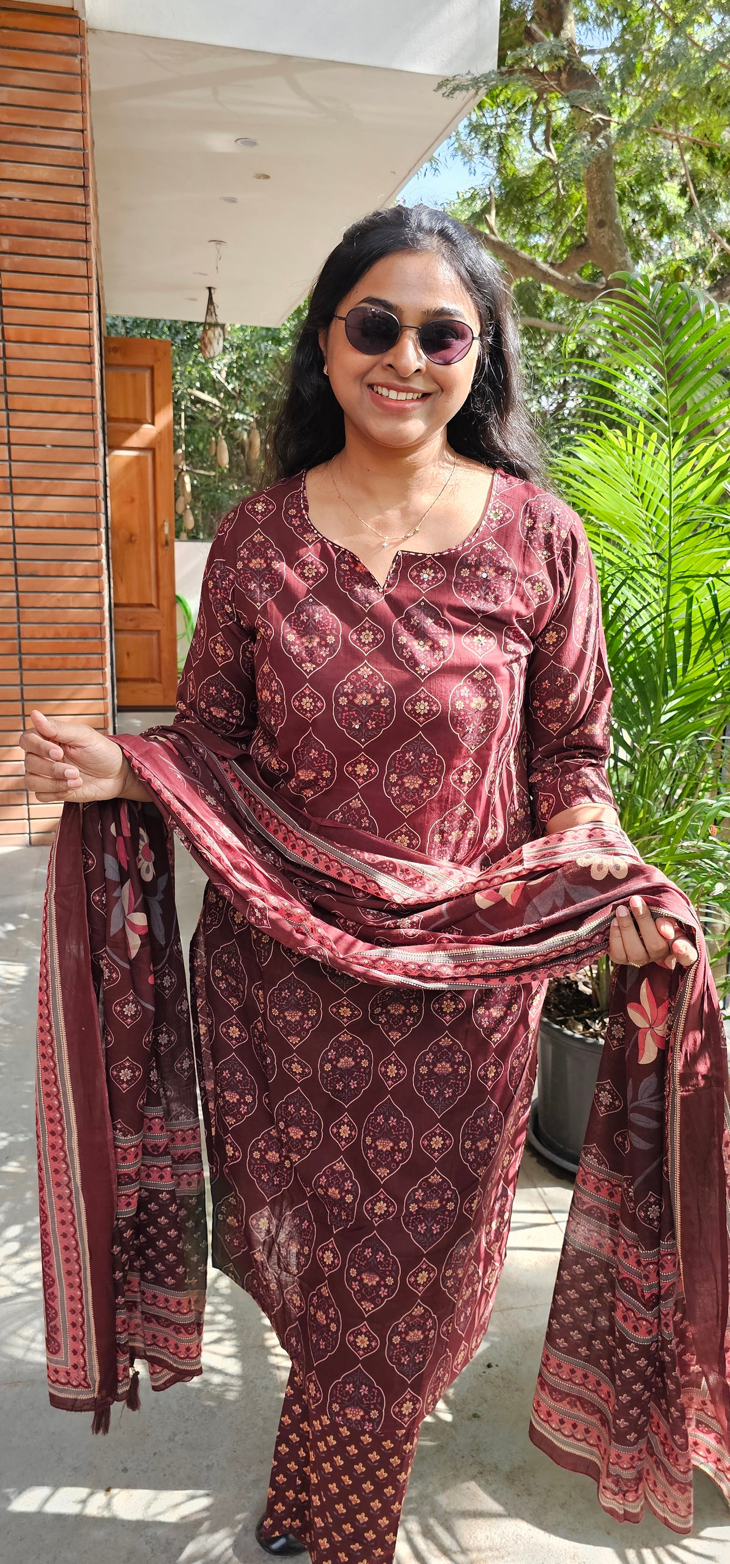 BROWN - PURE COTTON KURTA SET