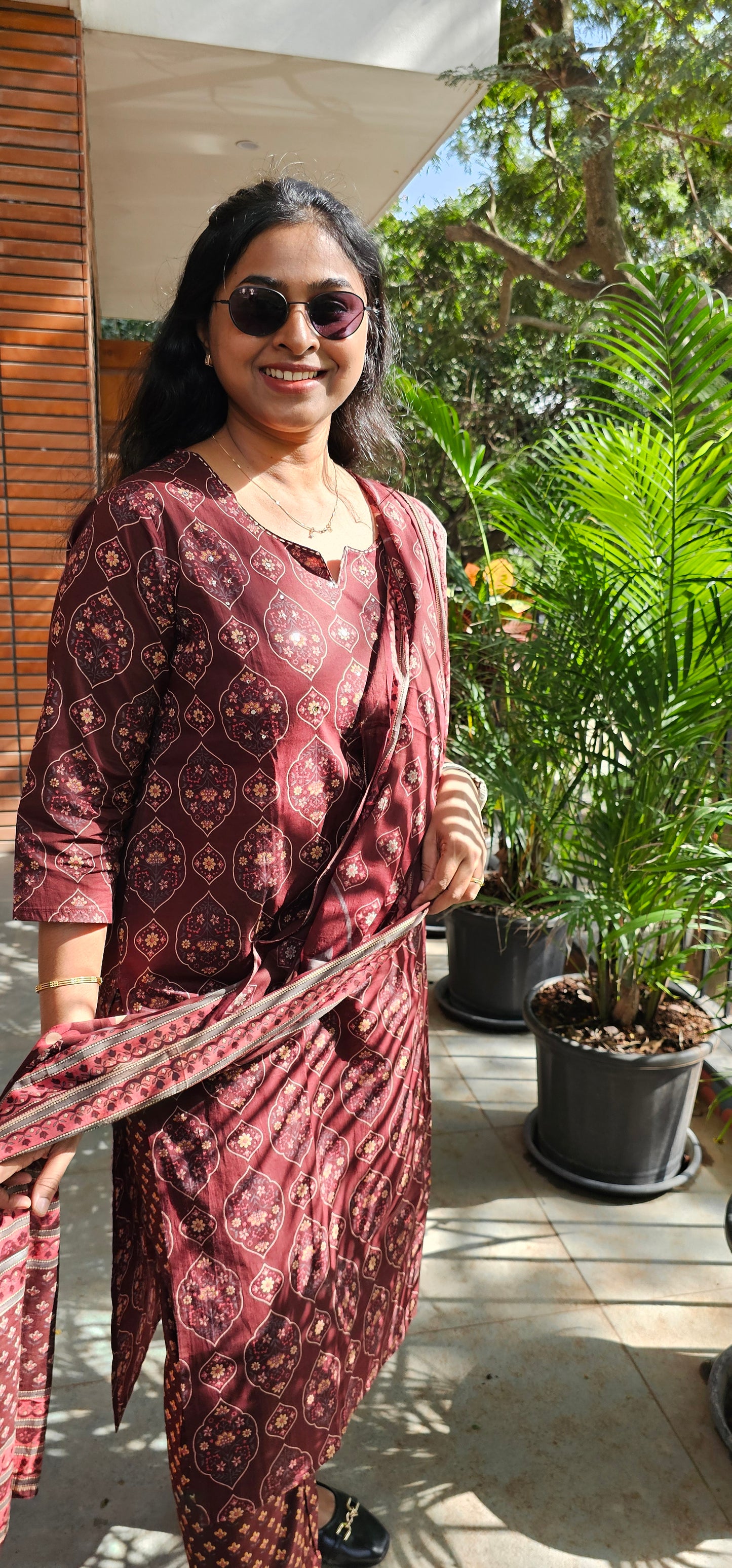 BROWN - PURE COTTON KURTA SET