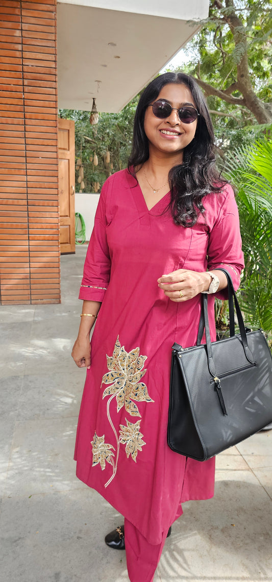 BURGUNDY - PURE COTTON CO-ORD SET