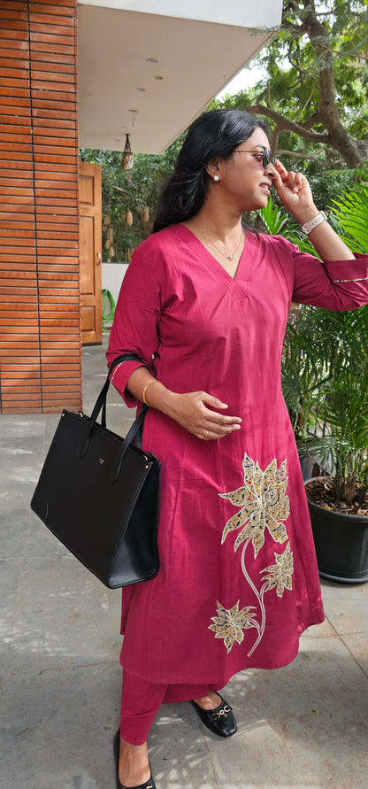 BURGUNDY - PURE COTTON CO-ORD SET