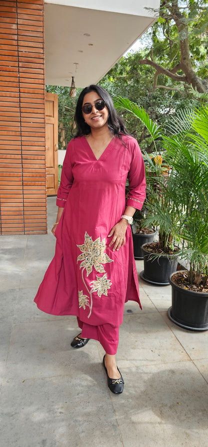 BURGUNDY - PURE COTTON CO-ORD SET