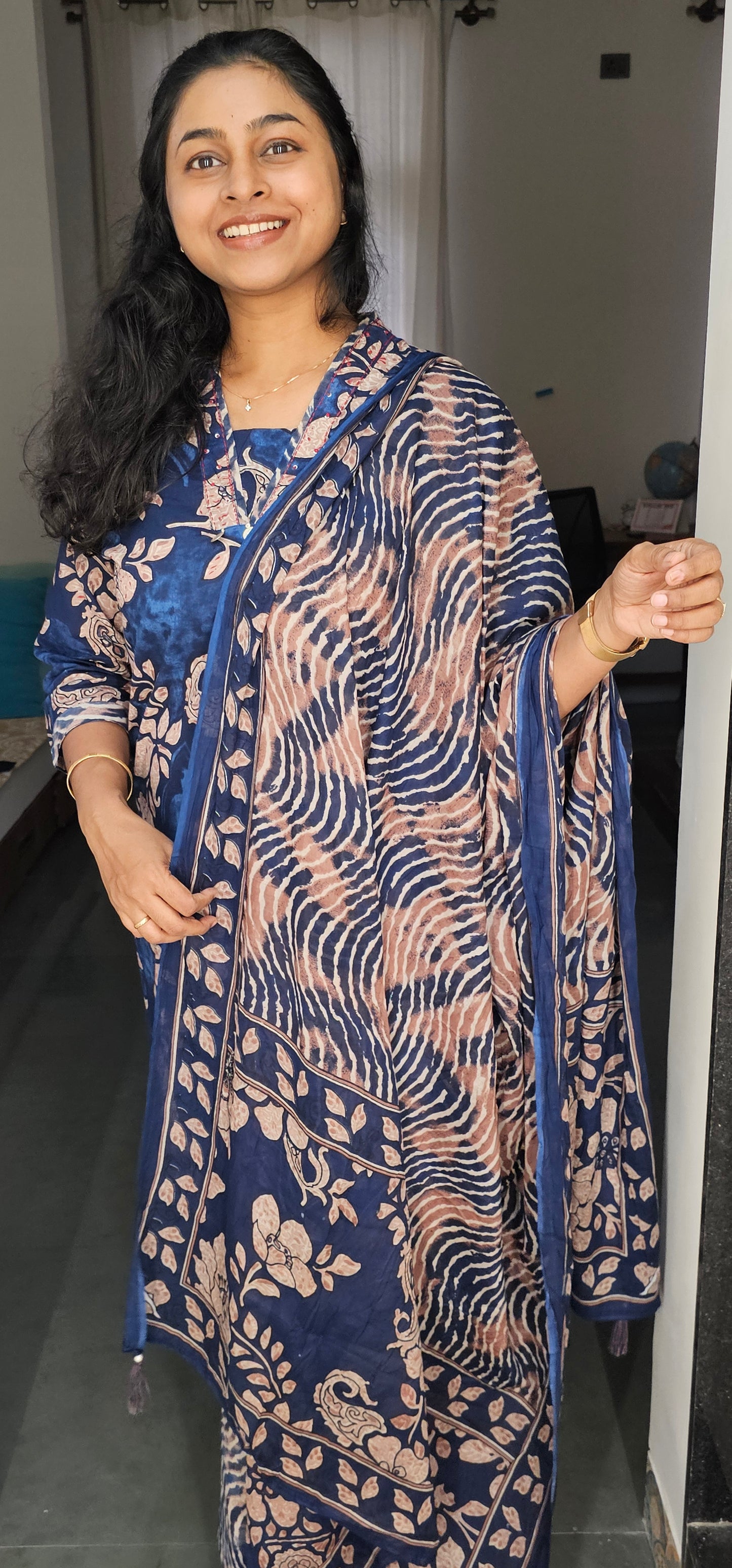 BLUE - PURE COTTON KURTA SET