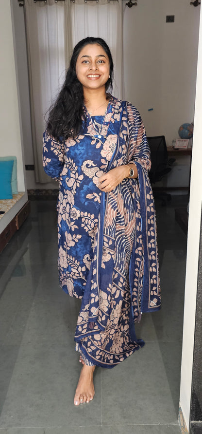 BLUE - PURE COTTON KURTA SET
