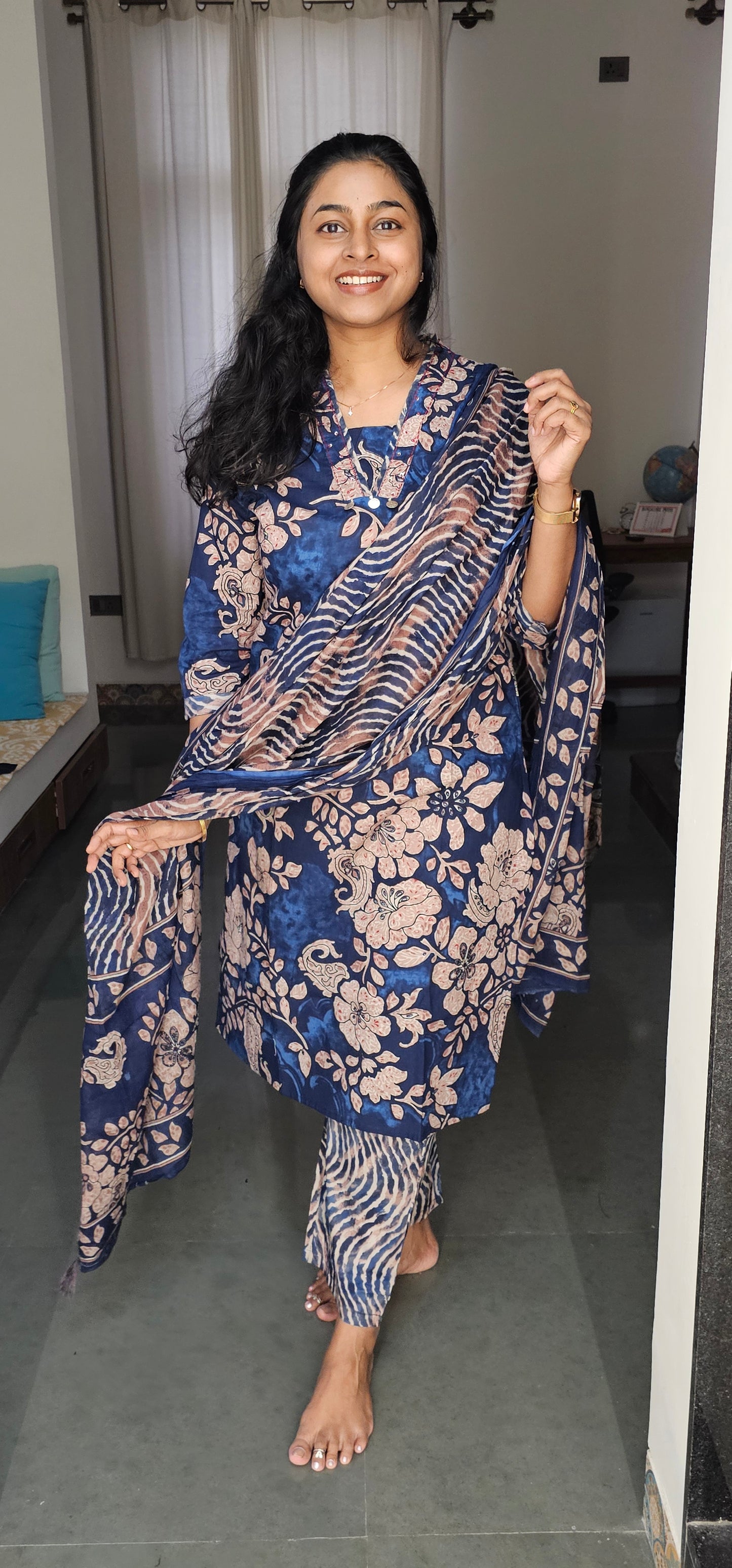 BLUE - PURE COTTON KURTA SET