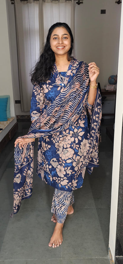 BLUE - PURE COTTON KURTA SET