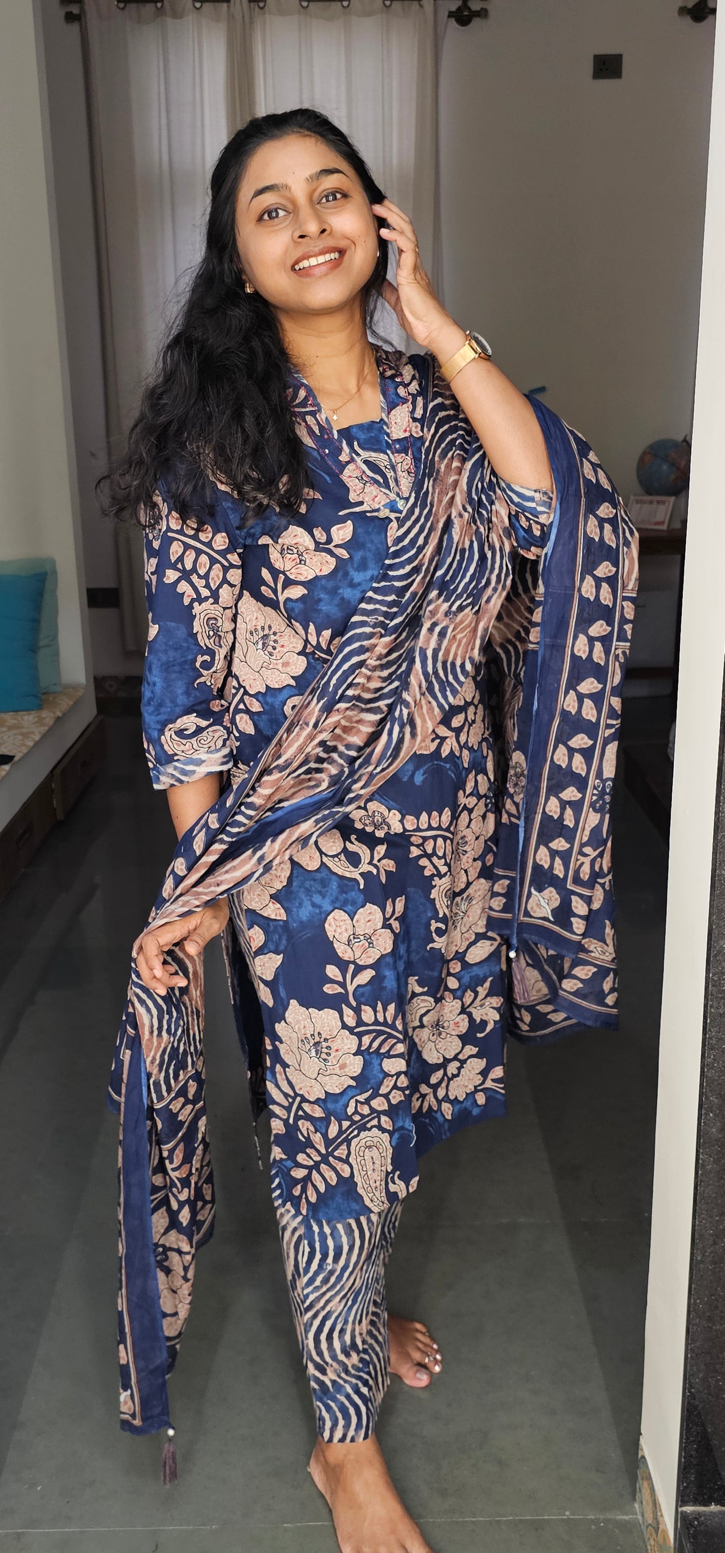 BLUE - PURE COTTON KURTA SET