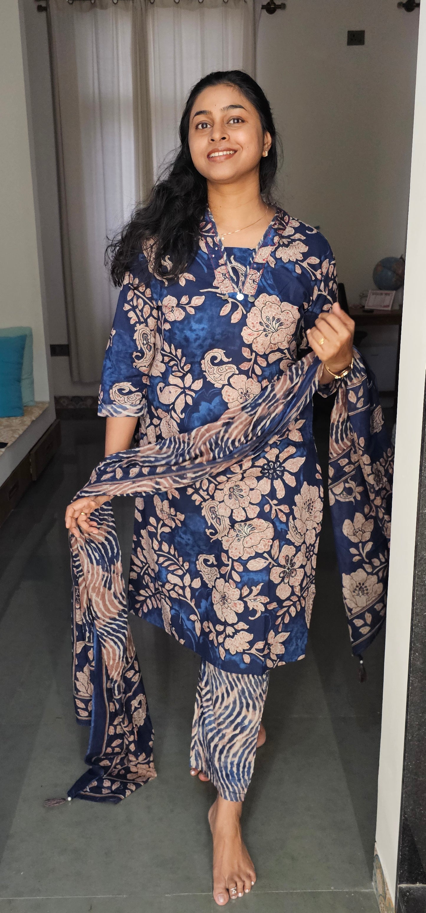 BLUE - PURE COTTON KURTA SET