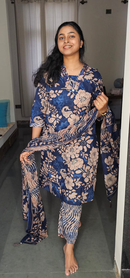 BLUE - PURE COTTON KURTA SET