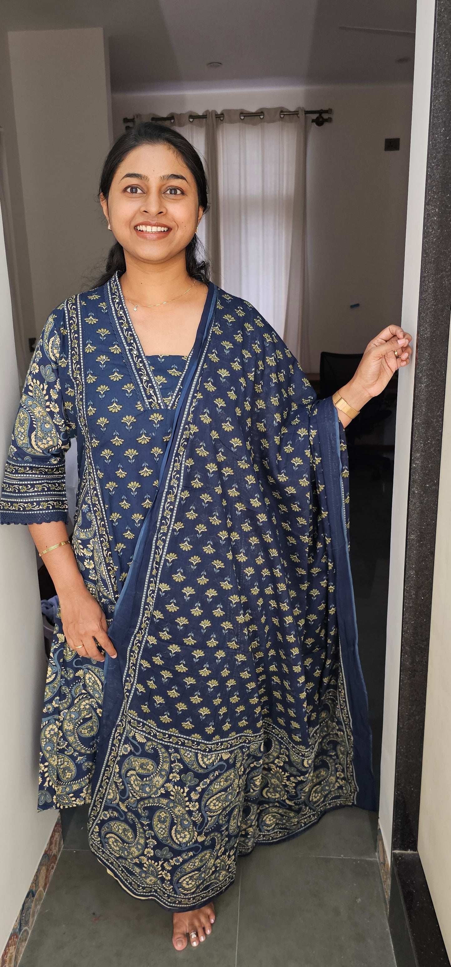BLUE - PURE COTTON KURTA SET