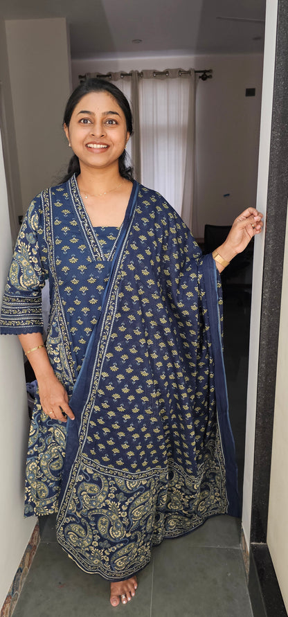 BLUE - PURE COTTON KURTA SET