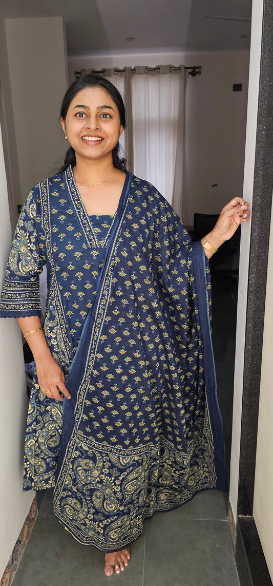 BLUE - PURE COTTON KURTA SET