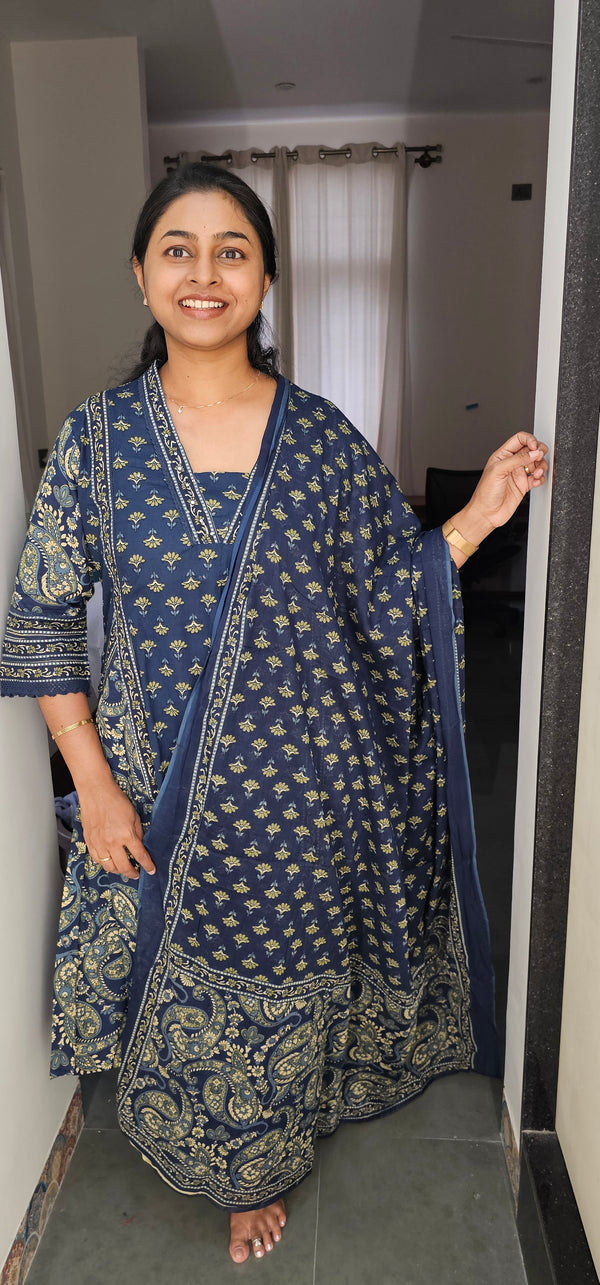 BLUE - PURE COTTON KURTA SET