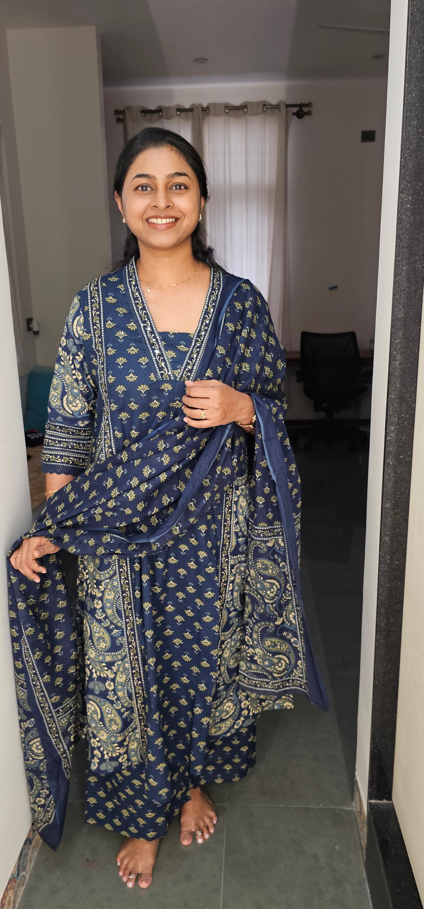 BLUE - PURE COTTON KURTA SET