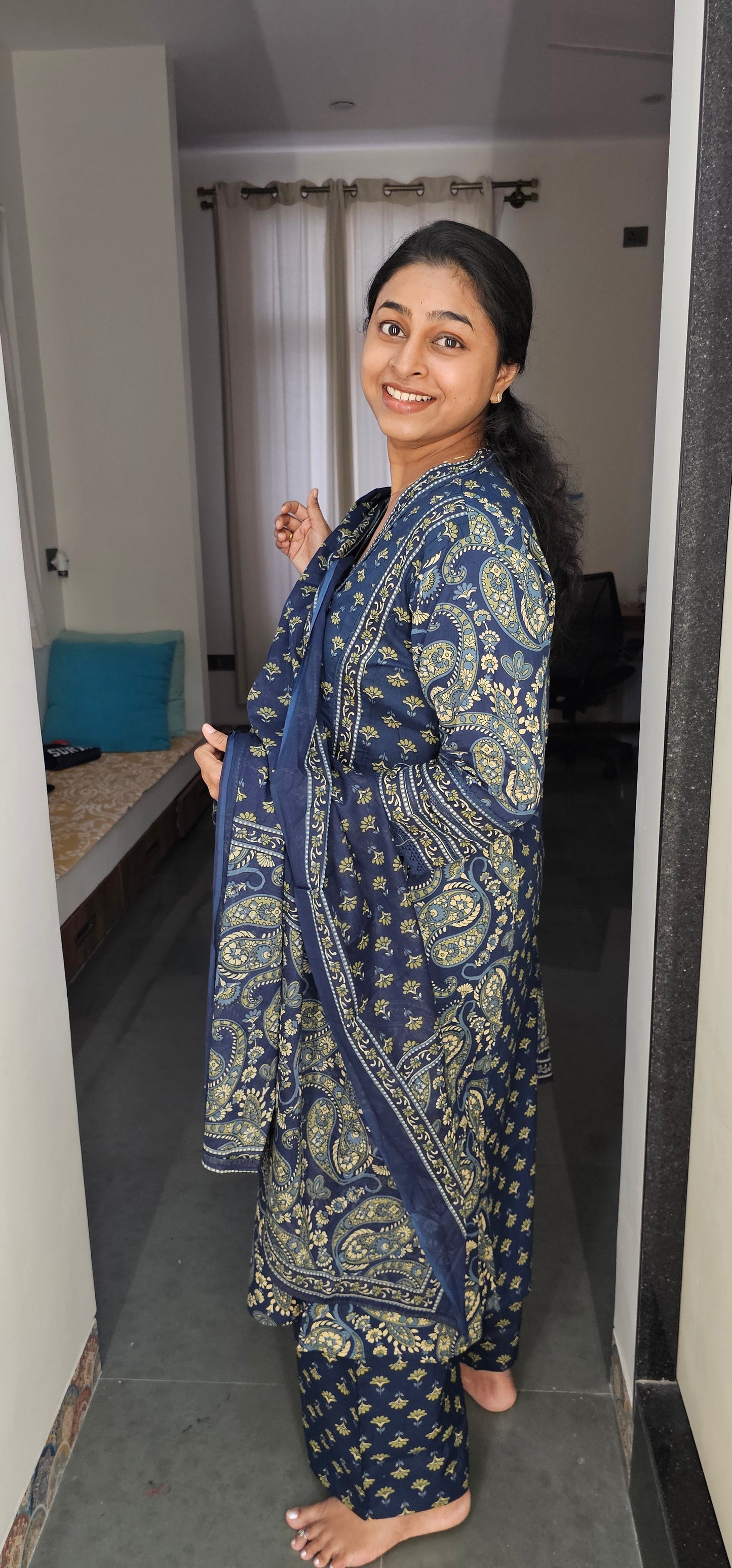 BLUE - PURE COTTON KURTA SET