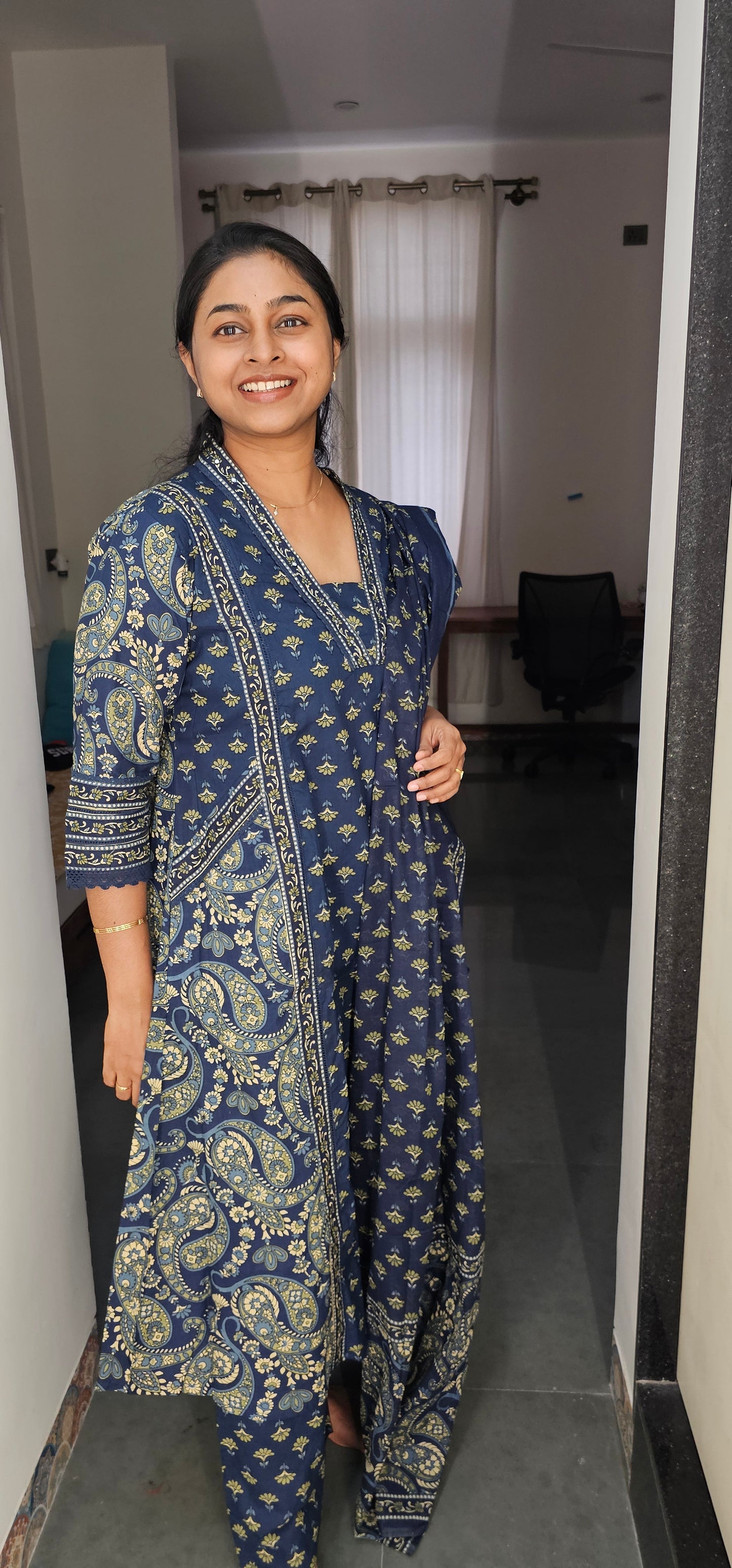 BLUE - PURE COTTON KURTA SET