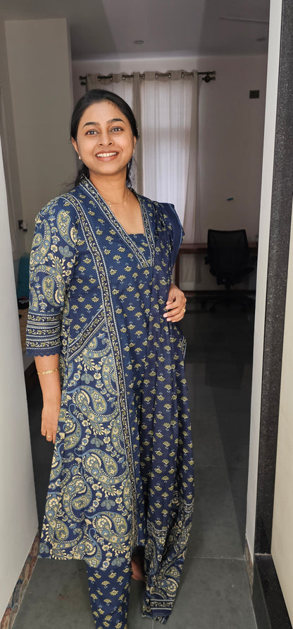 BLUE - PURE COTTON KURTA SET