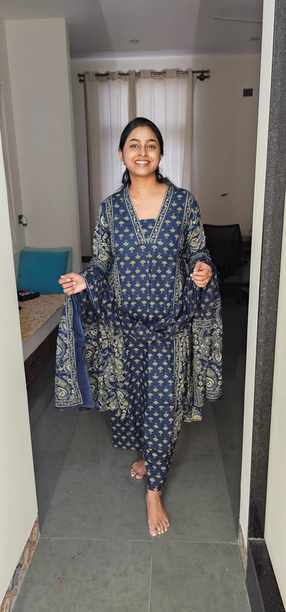 BLUE - PURE COTTON KURTA SET