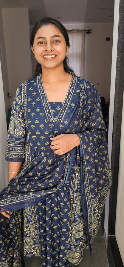 BLUE - PURE COTTON KURTA SET