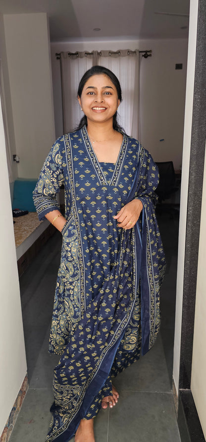 BLUE - PURE COTTON KURTA SET