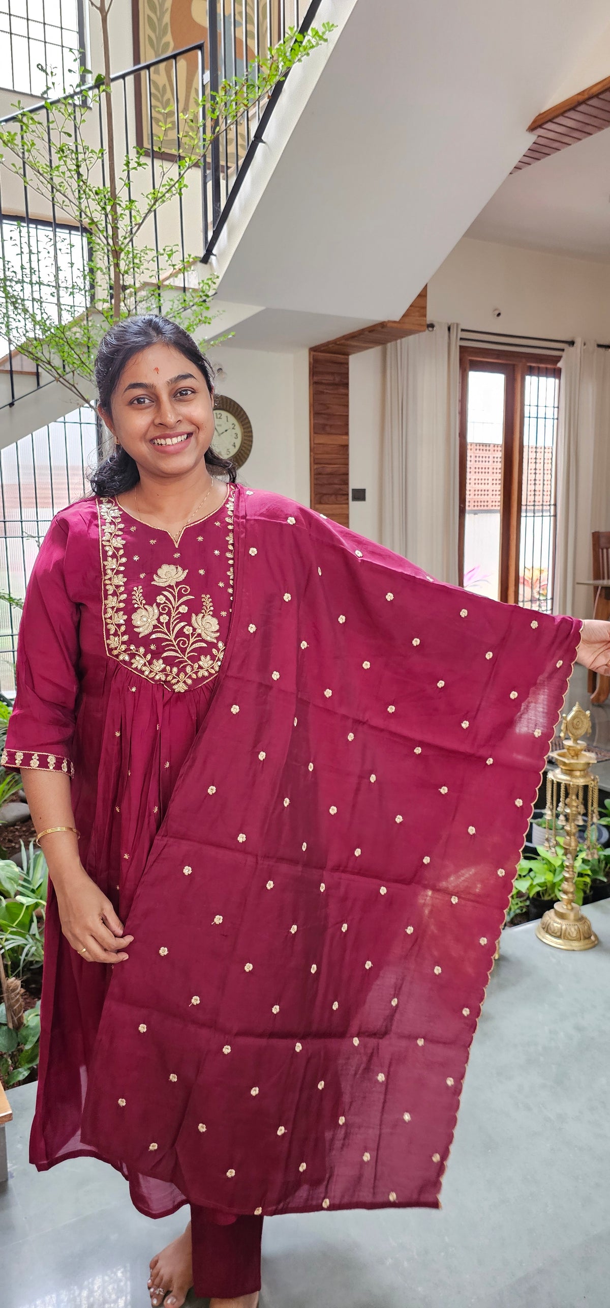 MAROON - MULCHANDERI FESTIVE SUIT