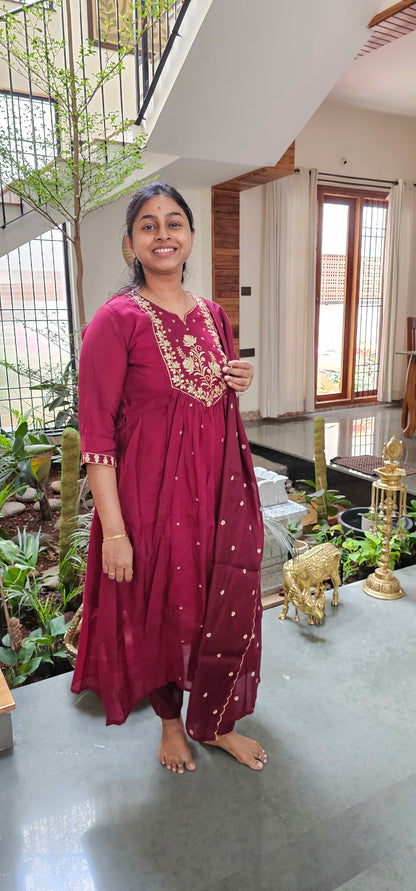 MAROON - MULCHANDERI FESTIVE SUIT