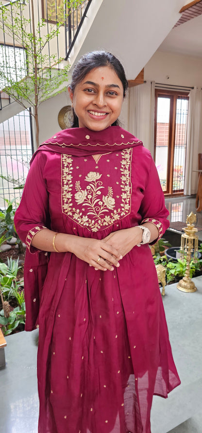 MAROON - MULCHANDERI FESTIVE SUIT