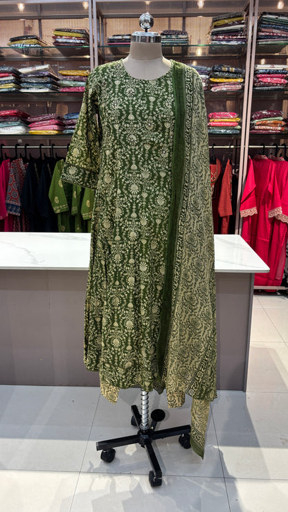 GREEN - PURE COTTON KURTA SET