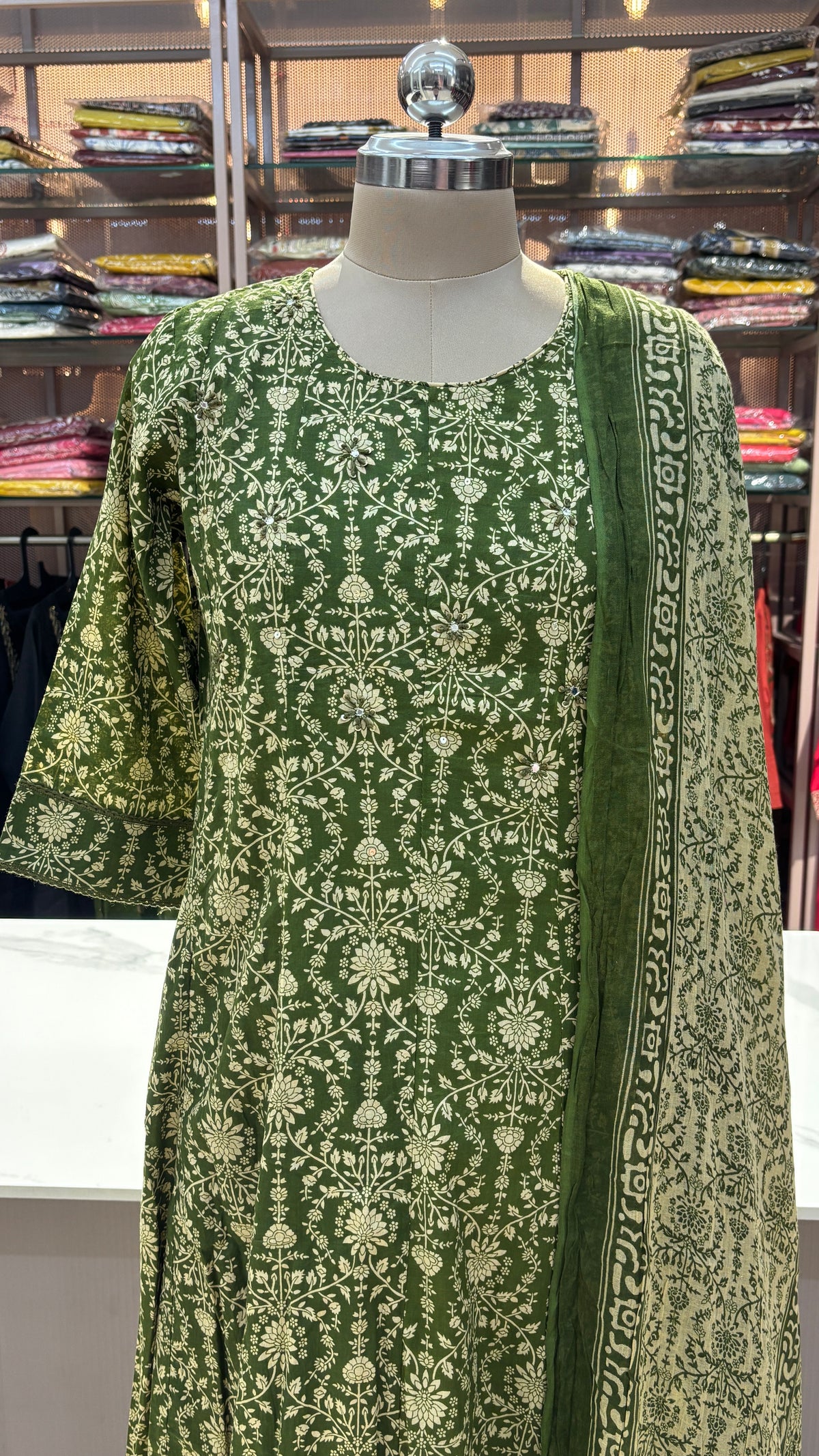 GREEN - PURE COTTON KURTA SET