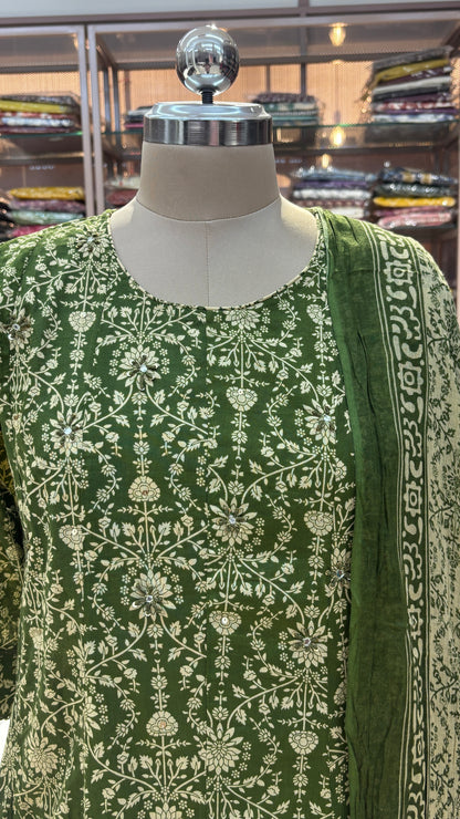 GREEN - PURE COTTON KURTA SET